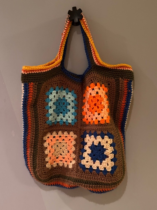 Handbags - Handmade Crochet Granny Square Tote Bag - Multicolor